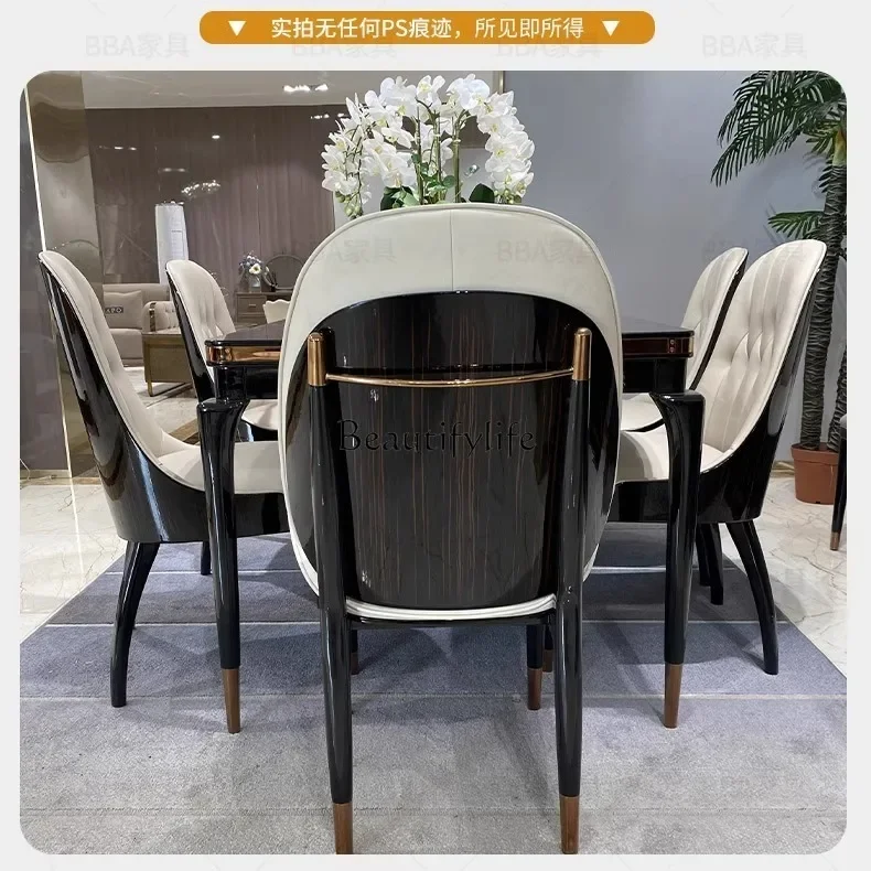 Italian light luxury solid wood dining table villa high-end luxury dining table and chairs