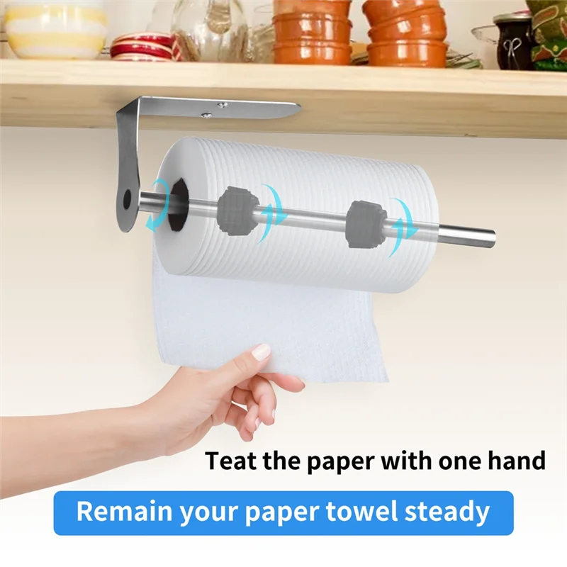 

Держатель для бумажных полотенец CHCH, держатель для бумажных полотенец под шкафом с функцией демпфирования, самоклеящийся или сверление на стену