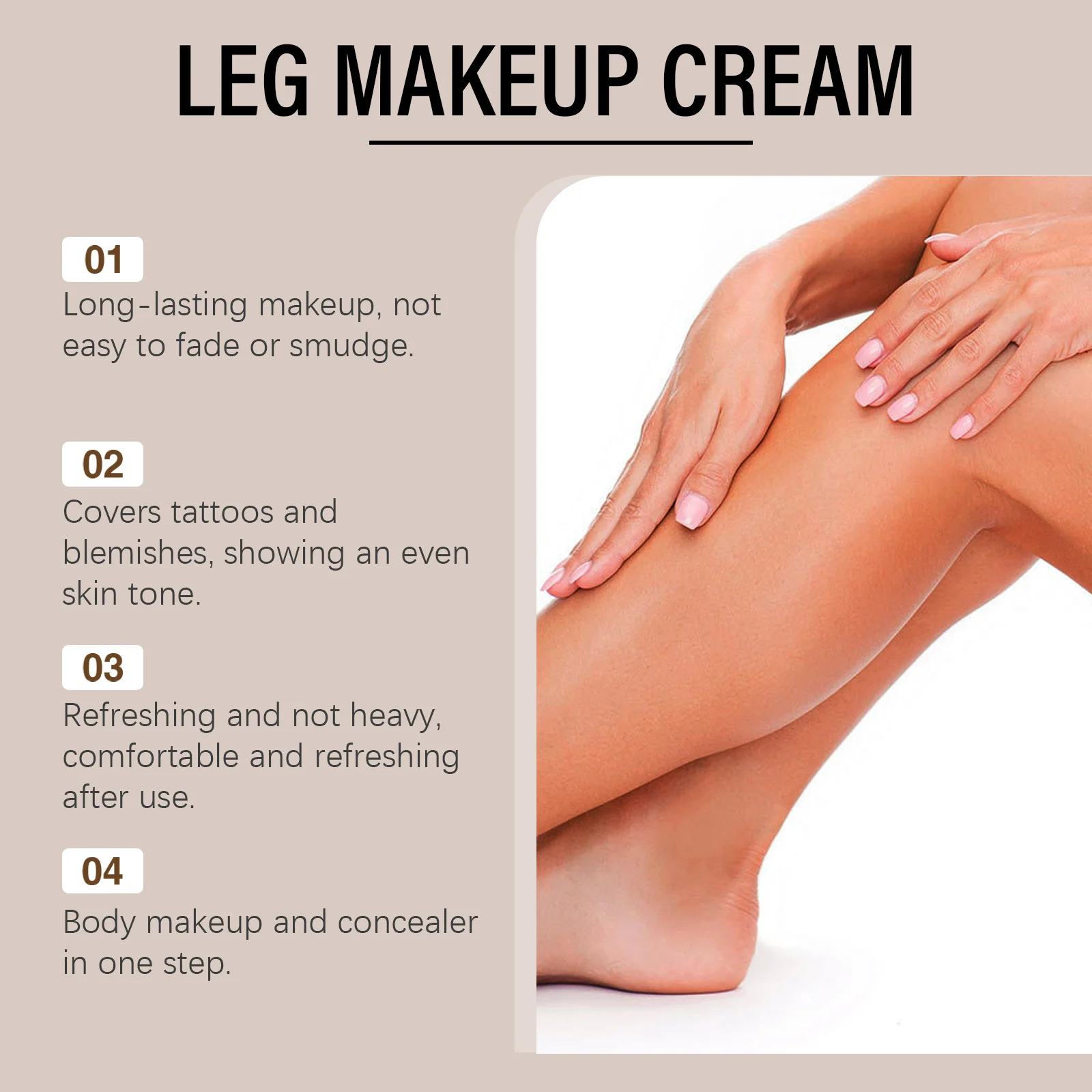 Crema de maquillaje para piernas, corrector de larga duración, resistente al agua, antitransferencia, incluso el tono de la piel, potenciador del brillo, loción de base marrón tostado de trigo