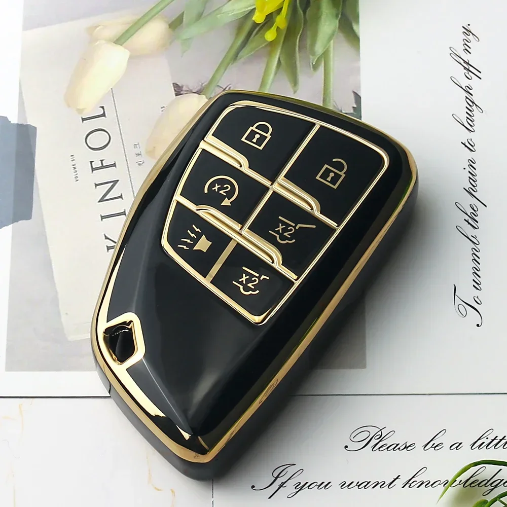 KEYYOU 5 6 Button TPU Car Key Cover Case For Chevrolet Tahoe Suburban GMC Yukon Buick ENVISION S Plus Avenir 2020 2021 2022 2023