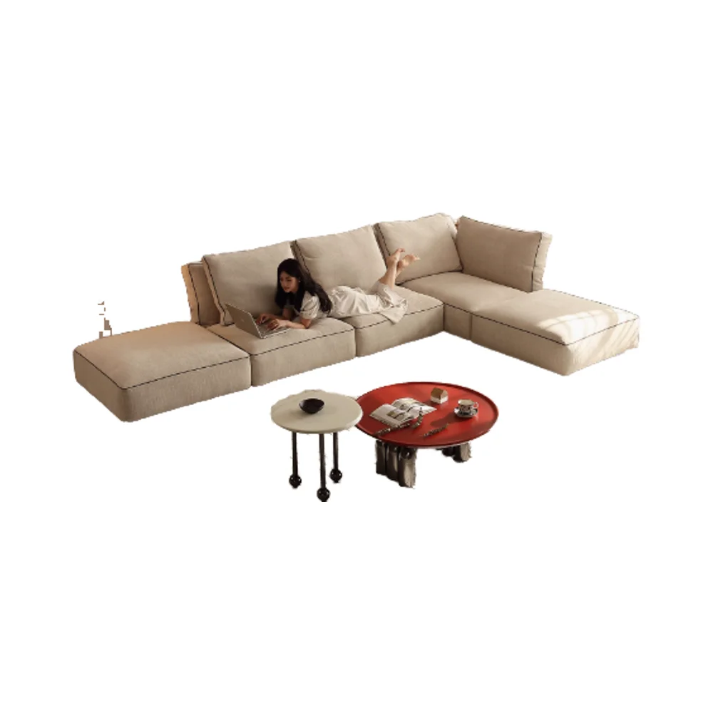 # Convertible Sectional Sofa  Block Design Sponge Material For Living Room Apartment Hotel