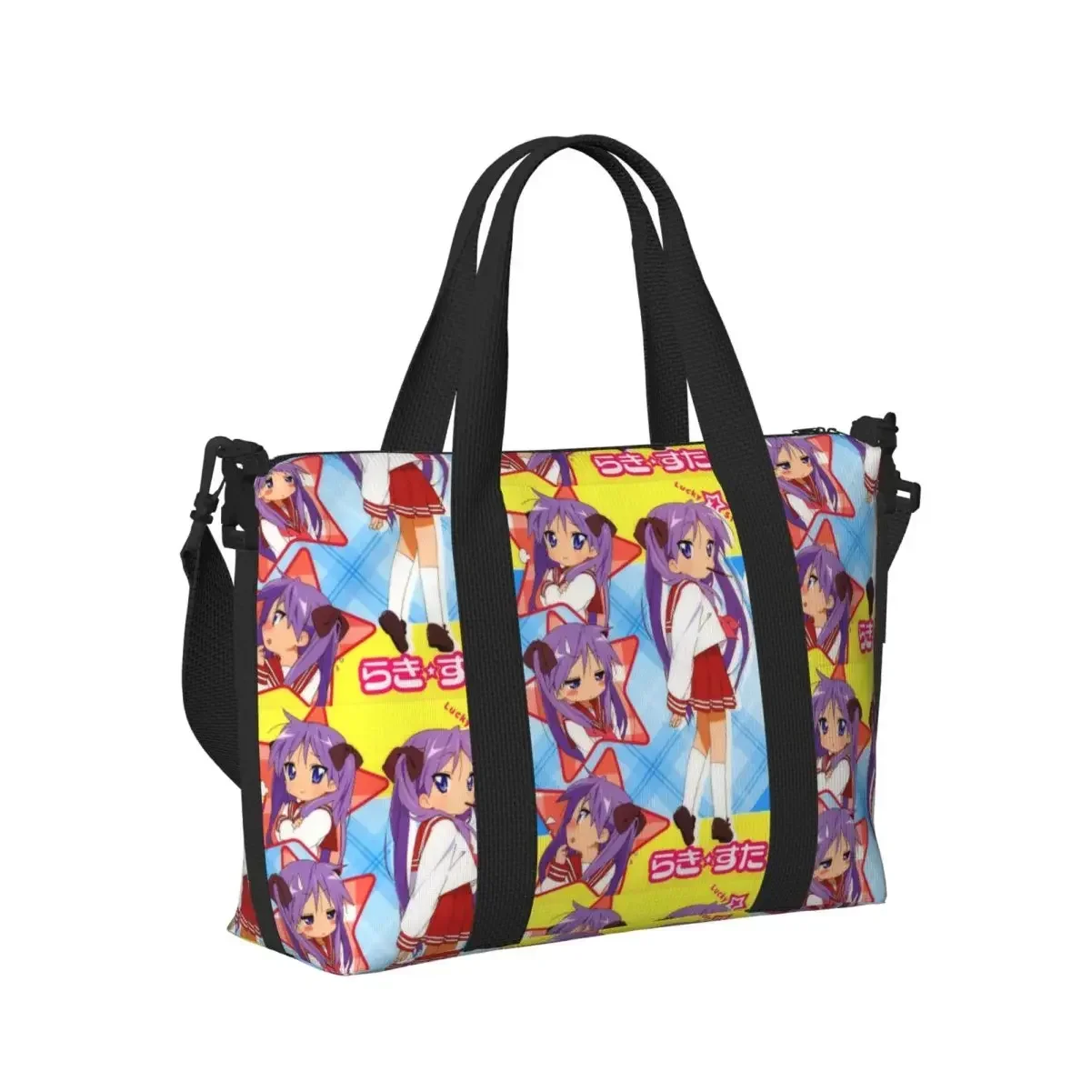 

Kawaii Lucky Star Anime Japanese Game Beach Travel Bag Large Capacity Tote Bags for Gym Yoga Women Shopping Duffle Shoulder Bag