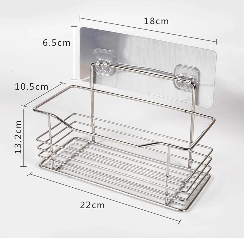 1/2 pz 22cm di altezza recinzione in acciaio inox bagno ripiano di stoccaggio senza perforazione a parete cucina bagno wc Rack di stoccaggio