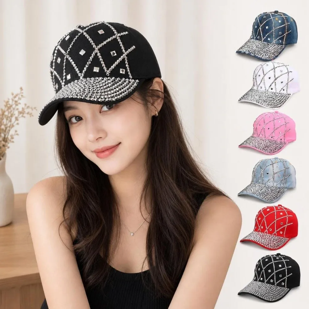 Creative Rhinestone Decorated Baseball Cap Breathable Versatile Sun Protection Hat Adjustable Duck Tongue Hat Unisex