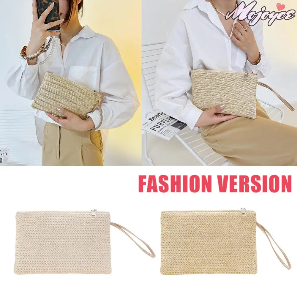 

2021 Beach Bag Clutch New Fashion Lady Women Women Bohemian Woven Clutch Wristlet Bag Summer Beach Handbags Purse