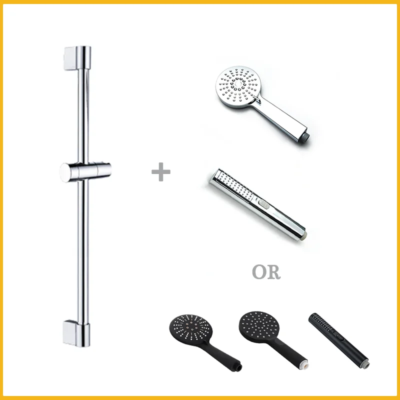 Wall Mounted Shower Kit with ABS Handheld Shower Head Stainless Steel Hose Adjustable Shower Stand Slider Bathroom Accessories