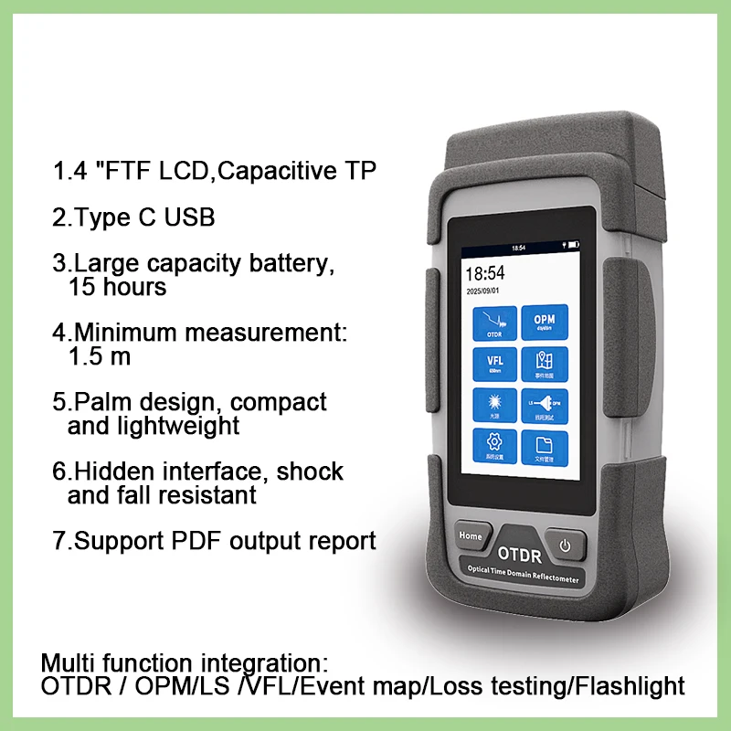 Multimode OTDR 850/1300/1310/1550nm 22/26/28db Optical Time Domain Reflectometer