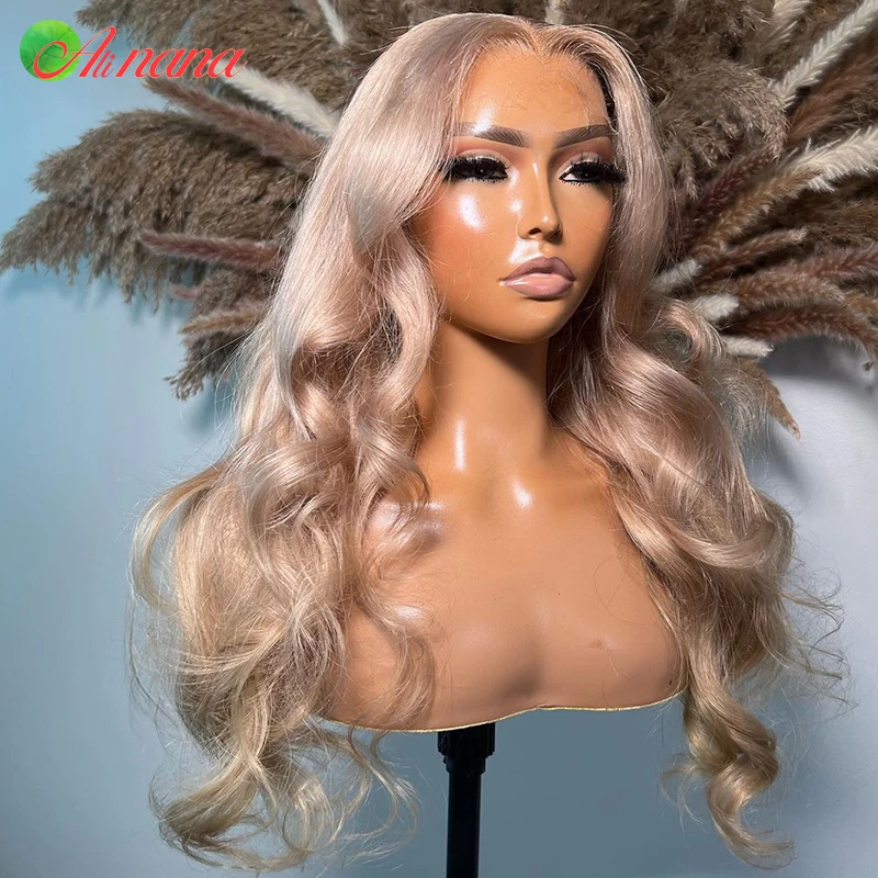 Transparent 13x4 13x6 Lace Frontal Wig Champagne Beige Colored Human Hair For Women Pre-Plucked Body Wave 5x5 Lace Closure Wig