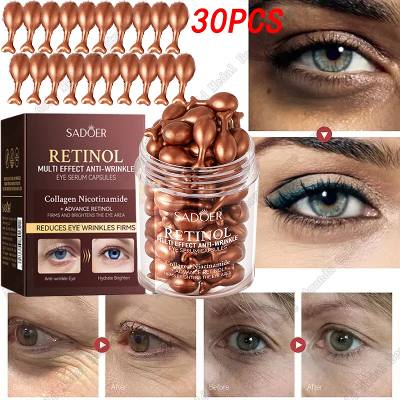 Retinol Anti Wrinkle Eye Serum Capsules Remove Dark Circles Eye Bags Puffiness Fade Fine Line Whitening Moisturizing Eye Care