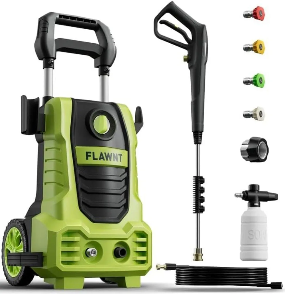 

Electric Pressure Washer, 26 FT Hose 2030 PSI with 4 Nozzles Tips, Upgraded Swivel Joint for Car/Fences/Patios/Green