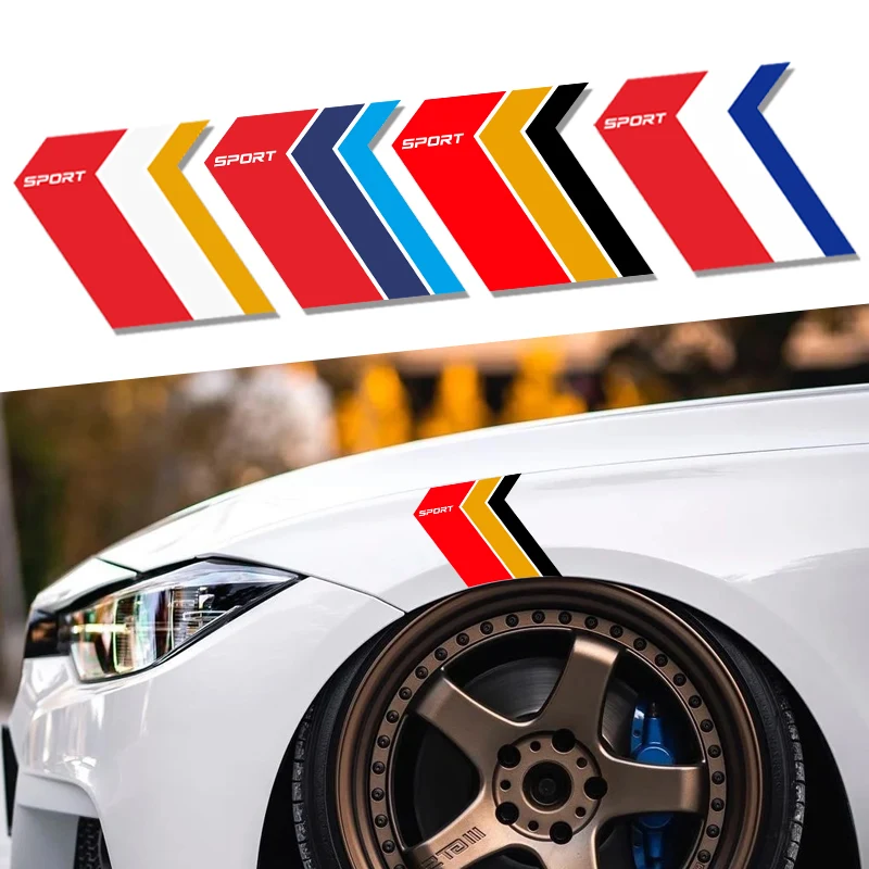 

2PCS Car Fender 3 Color Stickers for BMW Benz Honda Mazda Auto Sport Style Vinyl Decals Waterproof Car Mudguard Scratches Decor