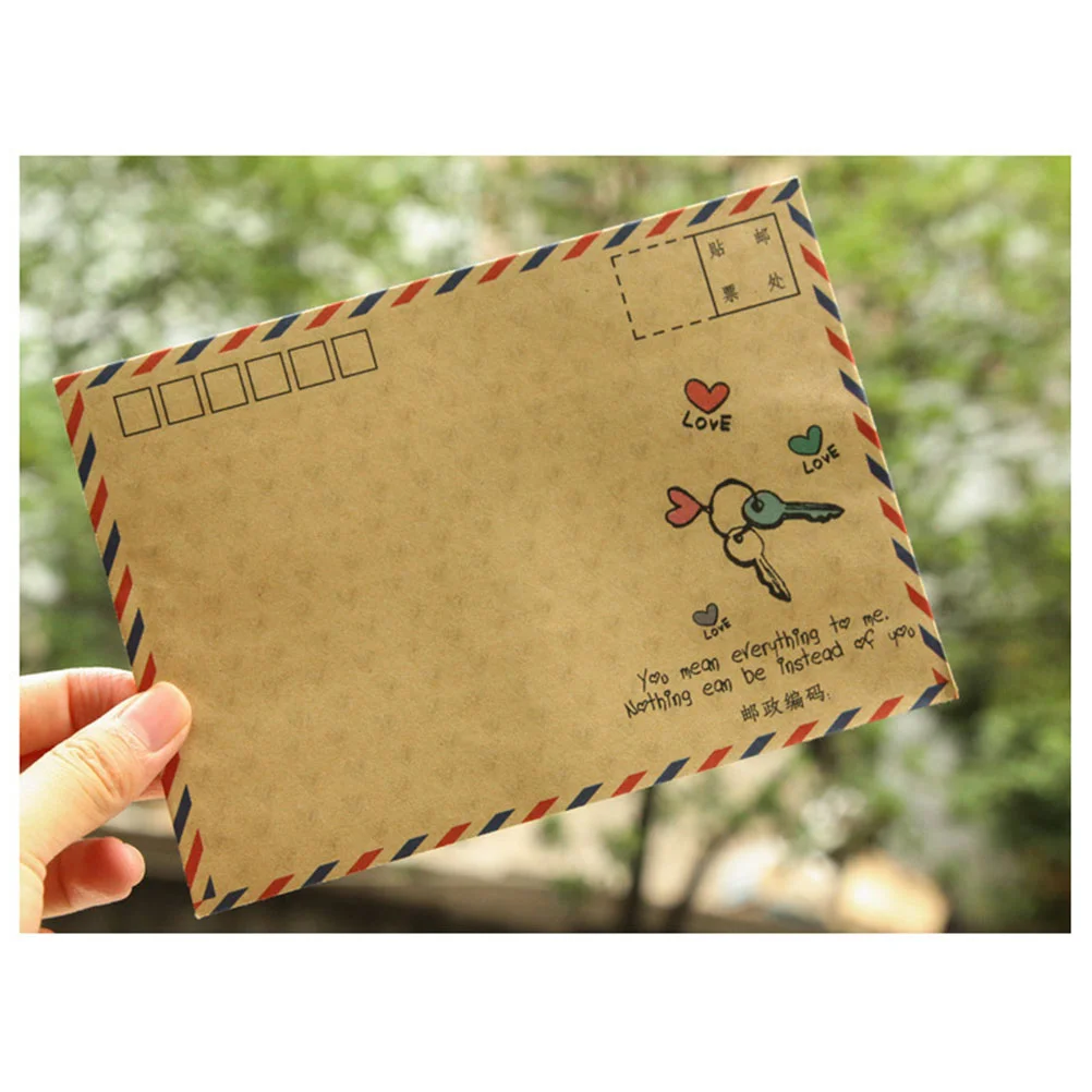 Envelopes Kraft Paper Air Mail Durable Vintage B6 Mini Classic Gifts Post Card Photo Envelope Letter for Supplying Office