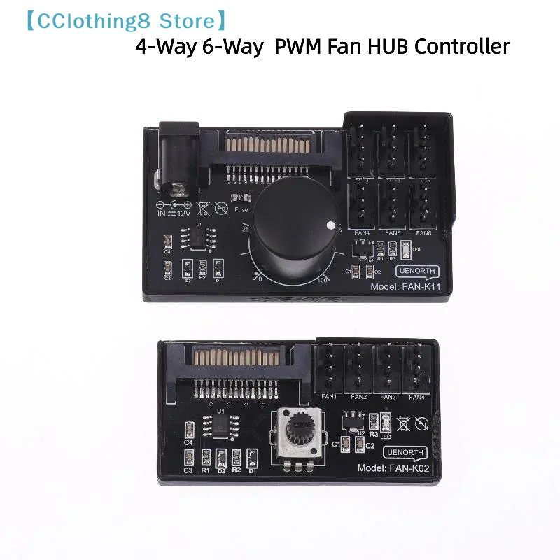 Controlador de Velocidad de Ventilador PWM, Alimentación SATA DC, Regulador de Ventilador de 4 Pines, Regulador de Velocidad de Ventilador para Servidor NAS, HUB de Ventilador PWM de 4 y 6 Vías 【AliS8】
