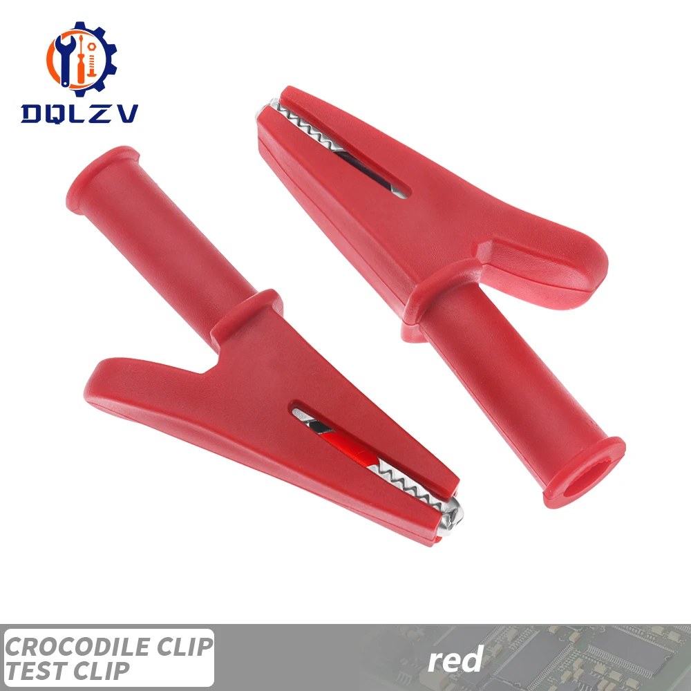 5PCS 30A 1000V Kunststoff Öffnung 10MM Runde Griff Krokodil Test Adapter Clip Sonde Stift Test Alligator 4mm Bananen Stecker Isoliert