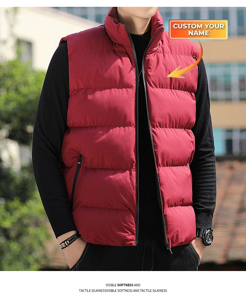 

Men's Jacket Winter Warm Coats for Men Thickened Stand Collar Down Vest Oversized Jackets Puffer Vest Sleeveless Zipper Coat