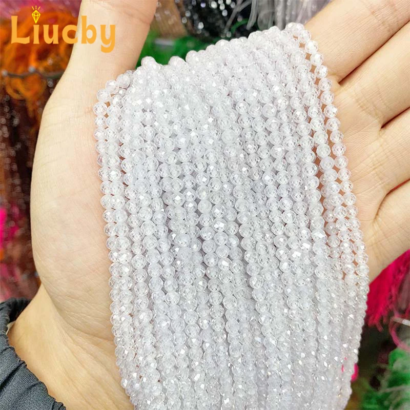 Weiße Zirkon-Miniperlen für Schmuckherstellung, DIY-Geschenk für Frauen, Armband-Zubehör, Andenken, Bastelzubehör, 15 Fuß Strang, 2/3MM – Detail 3