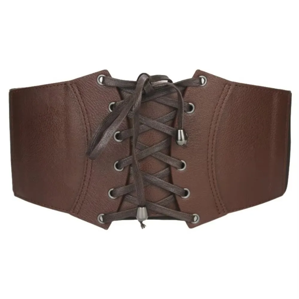 PU Leather Waist Belt Corset Elastic Slimming Waistband Wide Belts Western Cowboy Belt Solid Color Belts For Women