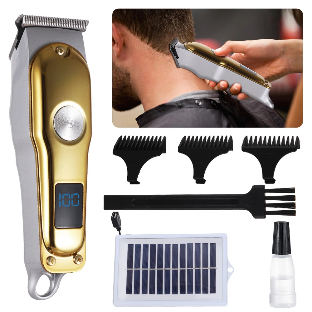 Star Cross-Border in Stock Solar Panel Charging Hair Clipper Household Portable Barber Scissors Suit