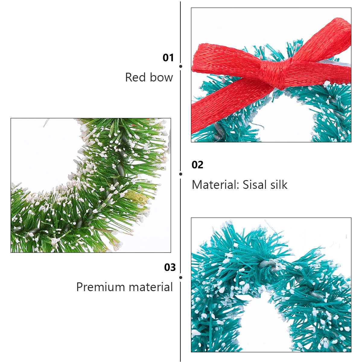 

30Pcs Christmas Wreath Decoration Miniature Wreaths for Tree Hanging Holiday Home Decor Sisal Silk Craft Festive Ornament