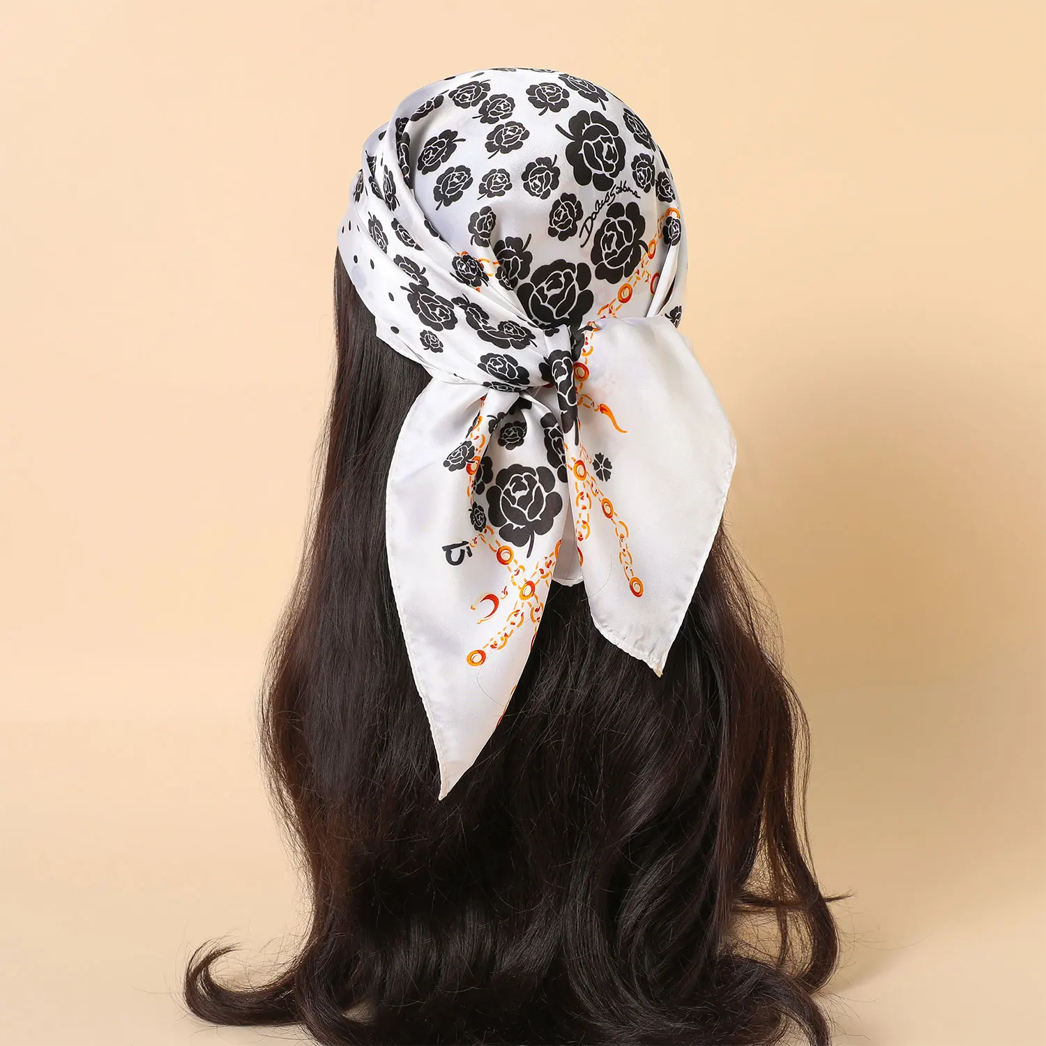 

New Luxury Print 70*70cm Silk Square Scarf Women Soft Satin Hairband Neckerchief Tie Female Headband Foulard Bag Baotou Gift