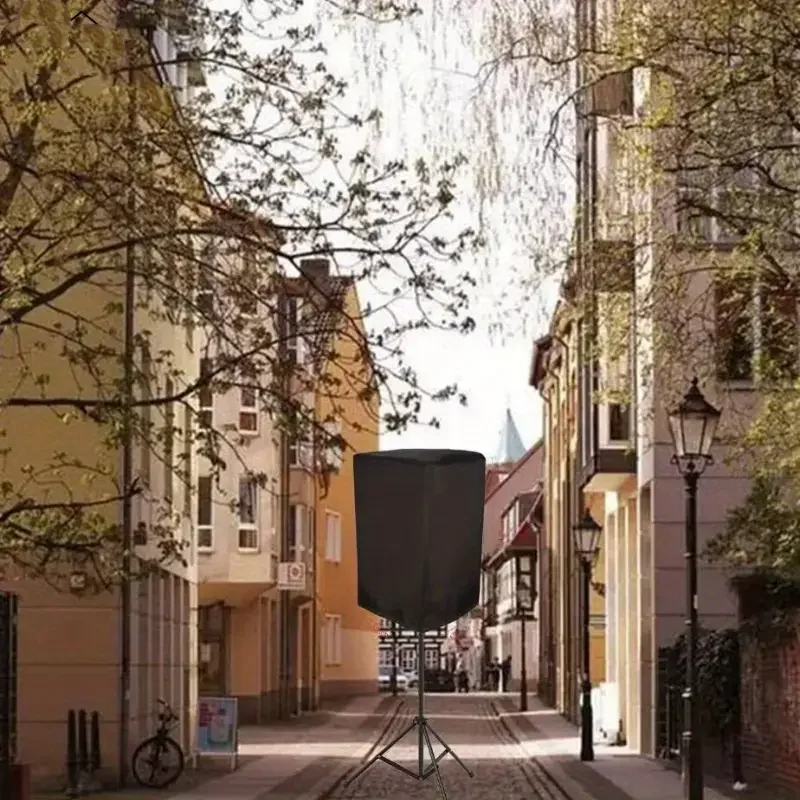 1pcs Durable All-Weather Speaker Cover - Waterproof, Dustproof & Sun-Resistant Polyester for Indoor/Outdoor Use, Black