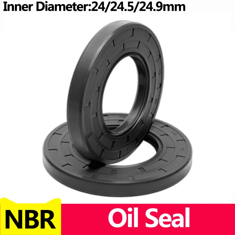 NBR Framework Oil Seal TC Nitrile Rubber Cover Double Lip with Spring for Bearing Shaft,ID*OD*THK  24/24.5/24.9mm