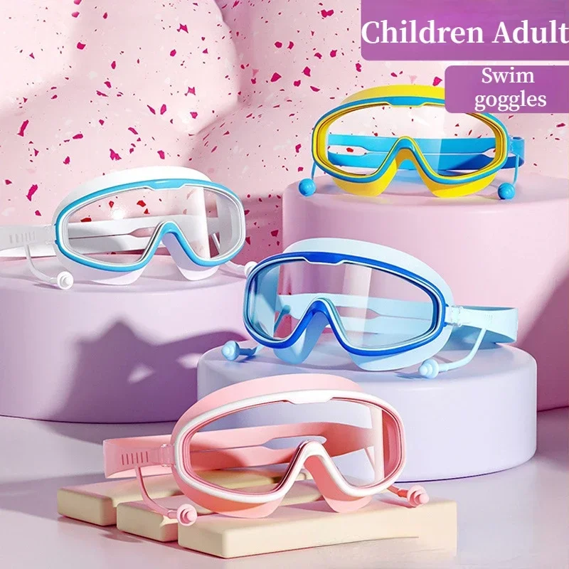 

Fashion Large Frame Swimming Goggles for Adults Kids High Quality Antifog Swim Glasses Waterproof HD Swim Eyewear Swim Equipment