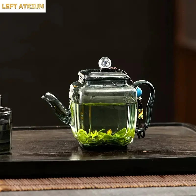 

240ml Square Shape Small Capacity Heat-resistance Glass Tea pot Flower Puer Kung Fu Teapots Tea Maker Tea Set Teaware