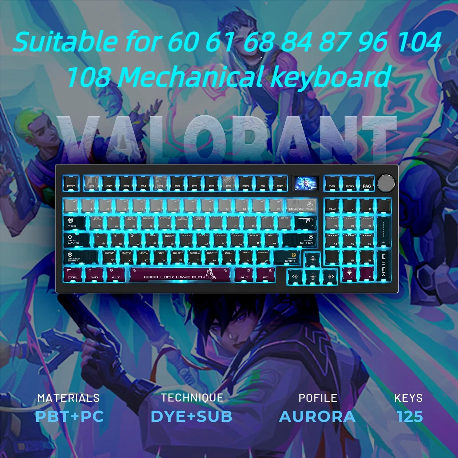 

Aurora Theme Keycaps PBT+PC Custom Translucent Keycap Dye Sub OEM Profile Gaming KeyCaps for MX Switches Mechanical Keyboard