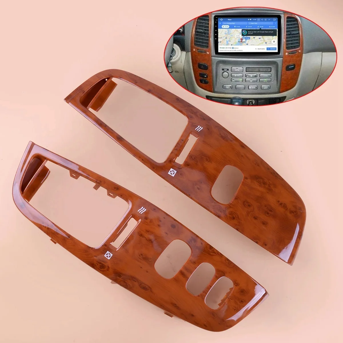 Portable Car Interior Dashboard Air Vent Frame For Toyota Land Cruiser 100 LC100 FJ100 97-07 Air-Conditioning Outlet Wood Grain