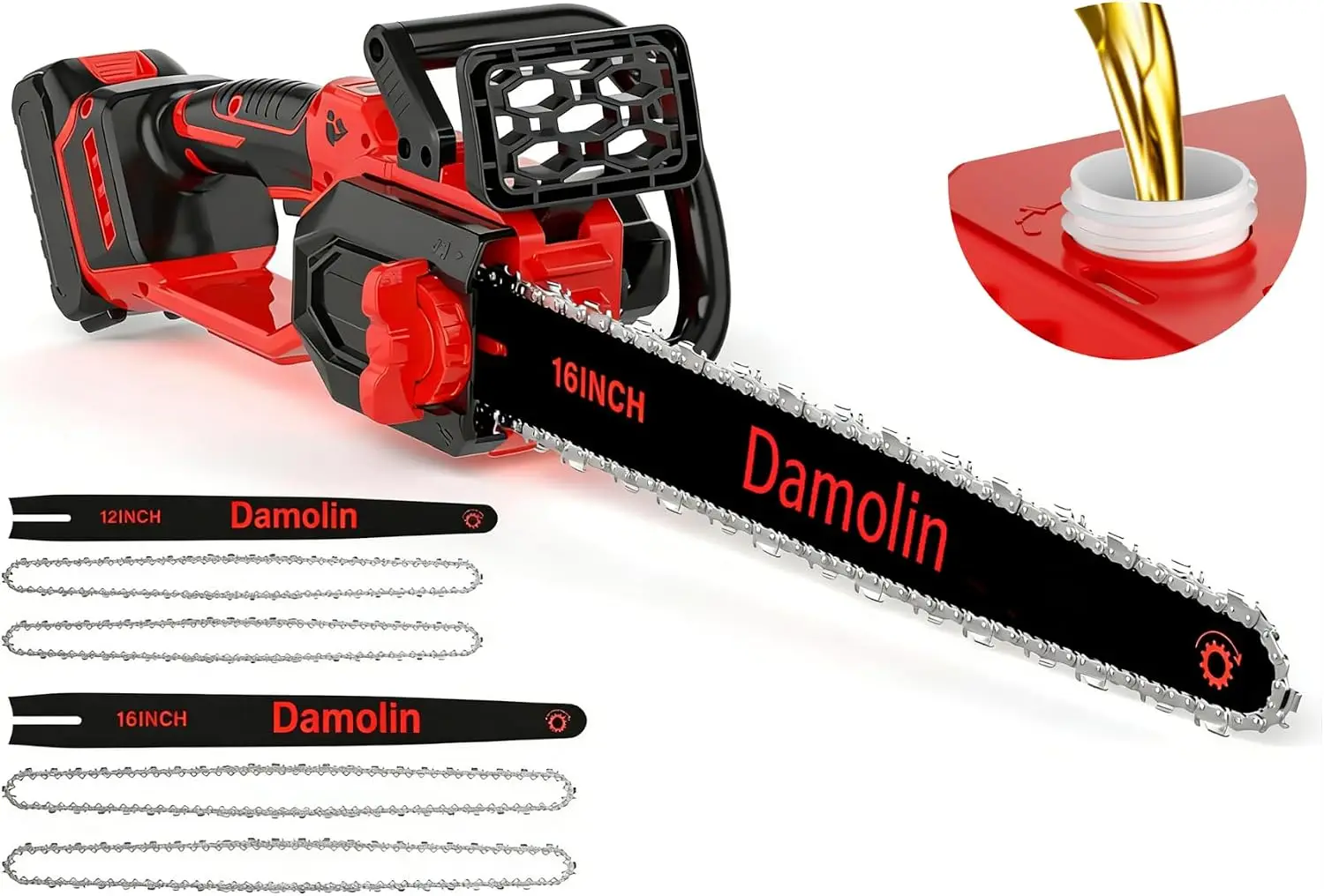 12-Inch and 16-Inch 2-in-1 Brushless Cordless Chainsaw, Battery-Powered, Compatible with 18V Battery Platform