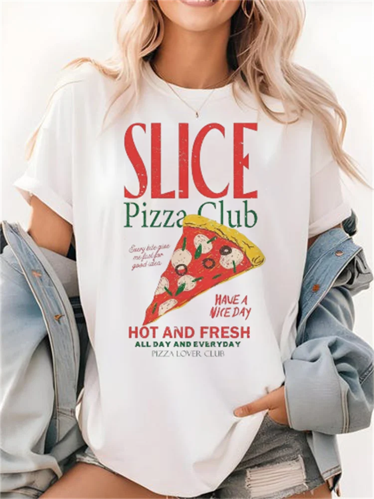 Seafood Club Lobster Stamp Pattern Fashion T-Shirt Street Print Cute O-Neck Leisure Summer Vacation Travel Women's White T-Shirt