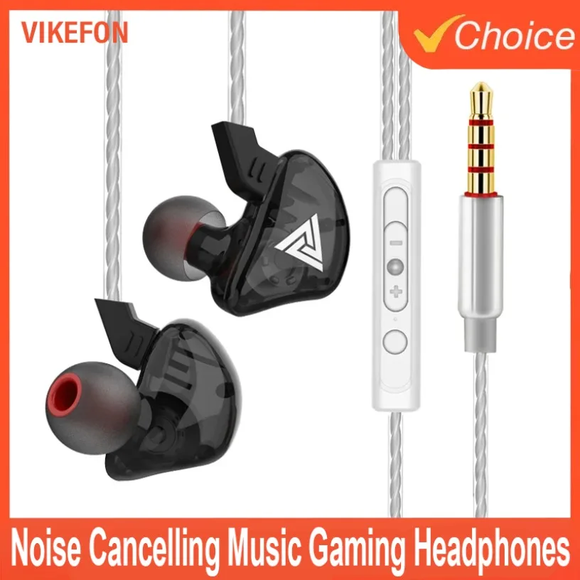 QKZ AK3 FiLe Wired Earphone HiFi Music Monitor Bass Headphones Noise Cancelling Headset with Microphone For Sport Gaming Earbuds