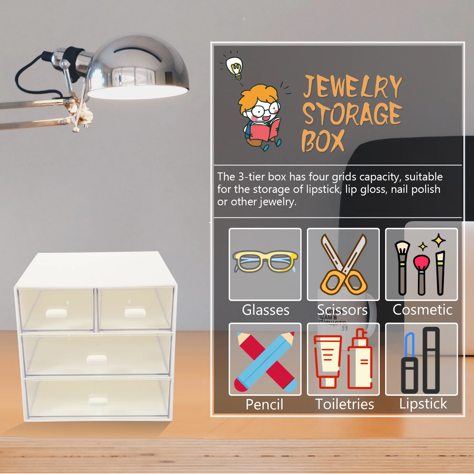 

Drawer Type Storage Box Transparent ABS Material Desk ganizer Household Container Jewelry Case Storage Solution