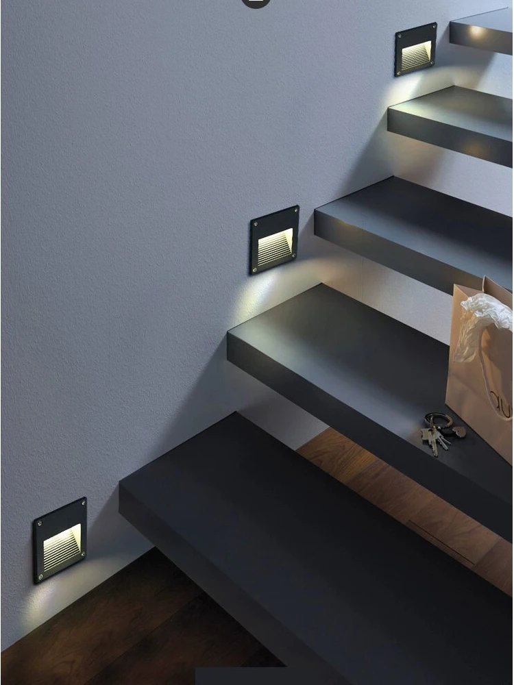 Imagem -02 - Impermeável Embutido Led Stair Light Passos Escada Escada Quarto Luz Noturna Exterior Jardim Iluminação na Calçada ip 65 220v 12v 3w