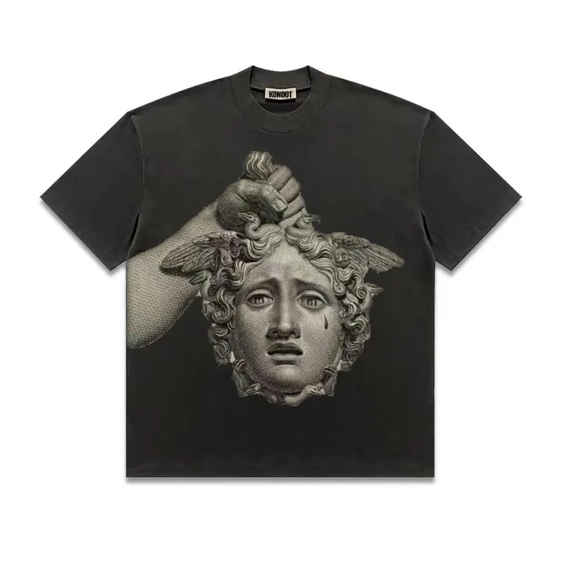 Medusa Printed Short Sleeve T-shirt Men's Fashion Half Sleeve Tees  Versatile Couple Summer T-shirt Top