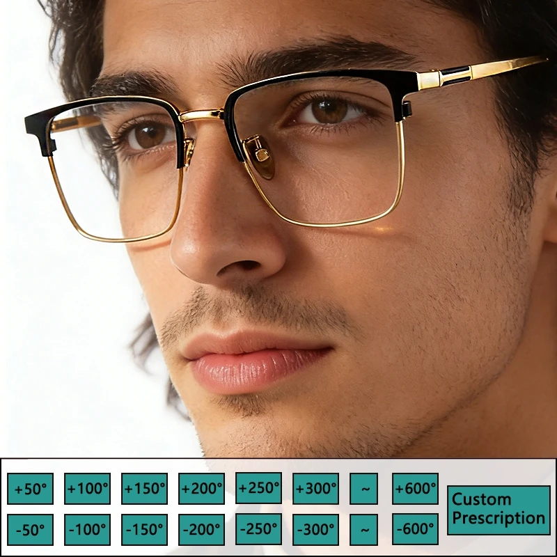 

Мужские титановые оправы для очков с диоптриями, очки для чтения, офисные очки, блокирующие синий свет, очки для коррекции близорукости