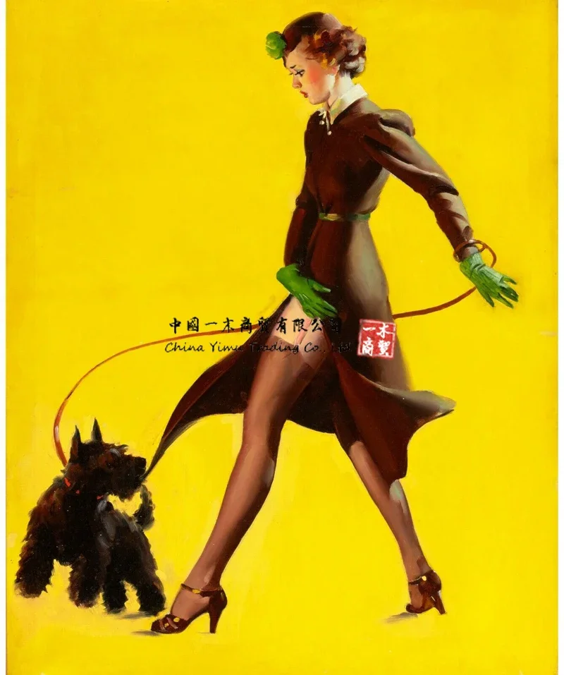 Pinup Girl Mans Best Friend 1937 Poster decals Picture Art Movie Car Game stickers