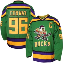 Charlie Conway Mighty Ducks Jersey 96 męski film hokej na lodzie 99 Adam Banks Jersey sweter sportowy szyte litery liczby S-XXXL