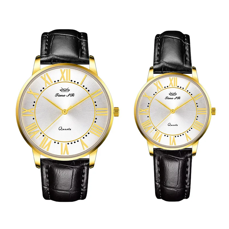 Montre à quartz en cuir véritable pour hommes et femmes, montre d'affaires étanche pour étudiants, mode de connaissance chaude, frontière, couple