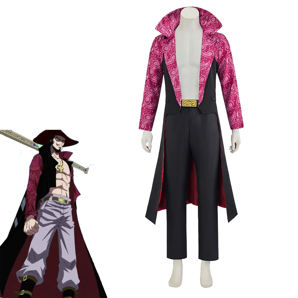 

Anime Dracule Mihawk Cosplay Costume Oufits Dracule Mihawk Stand Collar Jacket Pants Uniform Men's Halloween Carnival Clothing