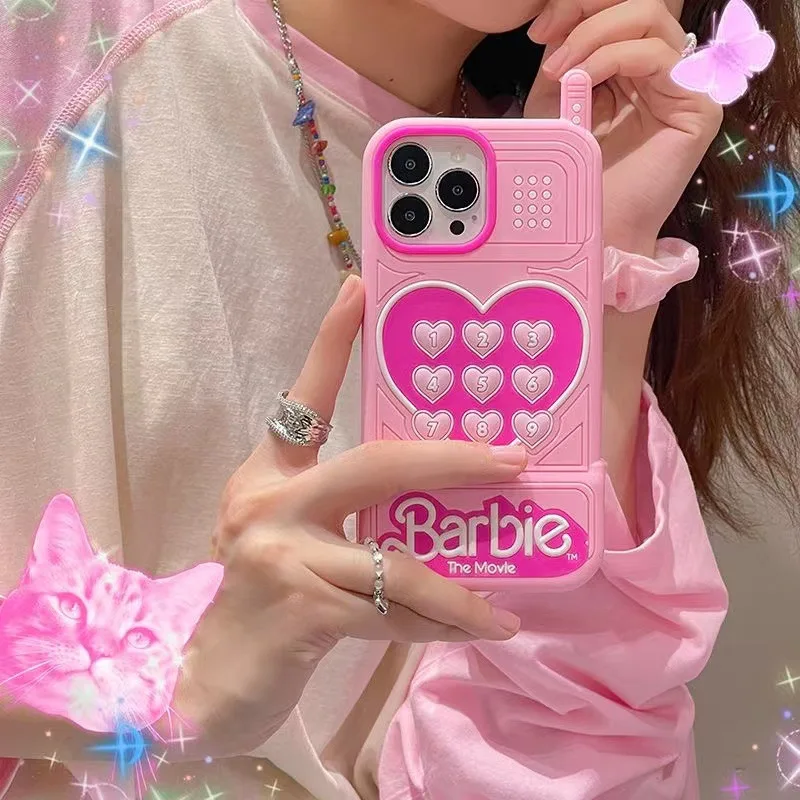 barbie princess Pink Sweet girls Phone Case For iPhone 15 14 13 12 11 Pro Max 14 Plus Case Cute luxury cartoon Shockproof Cover