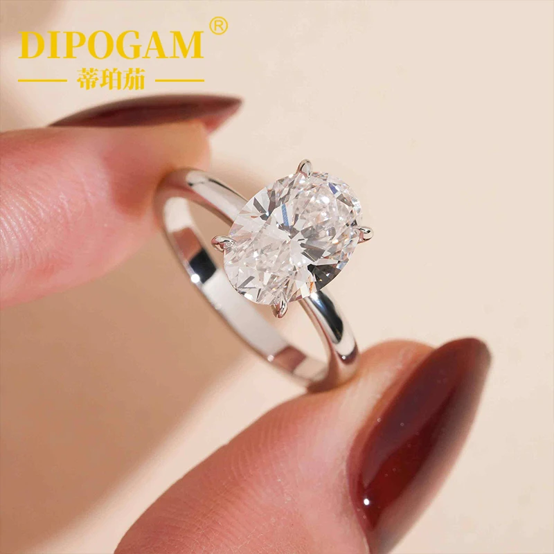 

Овальное обручальное кольцо с муассанитом, кольцо с одним бриллиантом из стерлингового серебра S925 со скрытым ореолом, обручальное кольцо с бриллиантом D-цвета VVSI