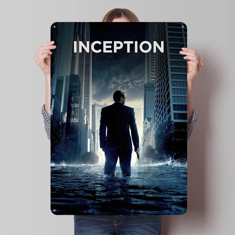 Inception Movie Poster Customized Vintage Metal Signs Wall Art Retro Tin Plaque for Bedroom Decorations Office Decor House Home