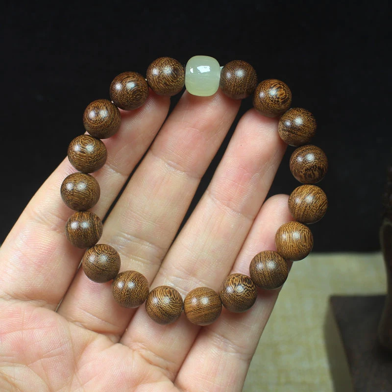 

10mm Golden Sandalwood DIY Translucent Bracelet, Unisex Decorative Jewelry, Buddhist Prayer Beads