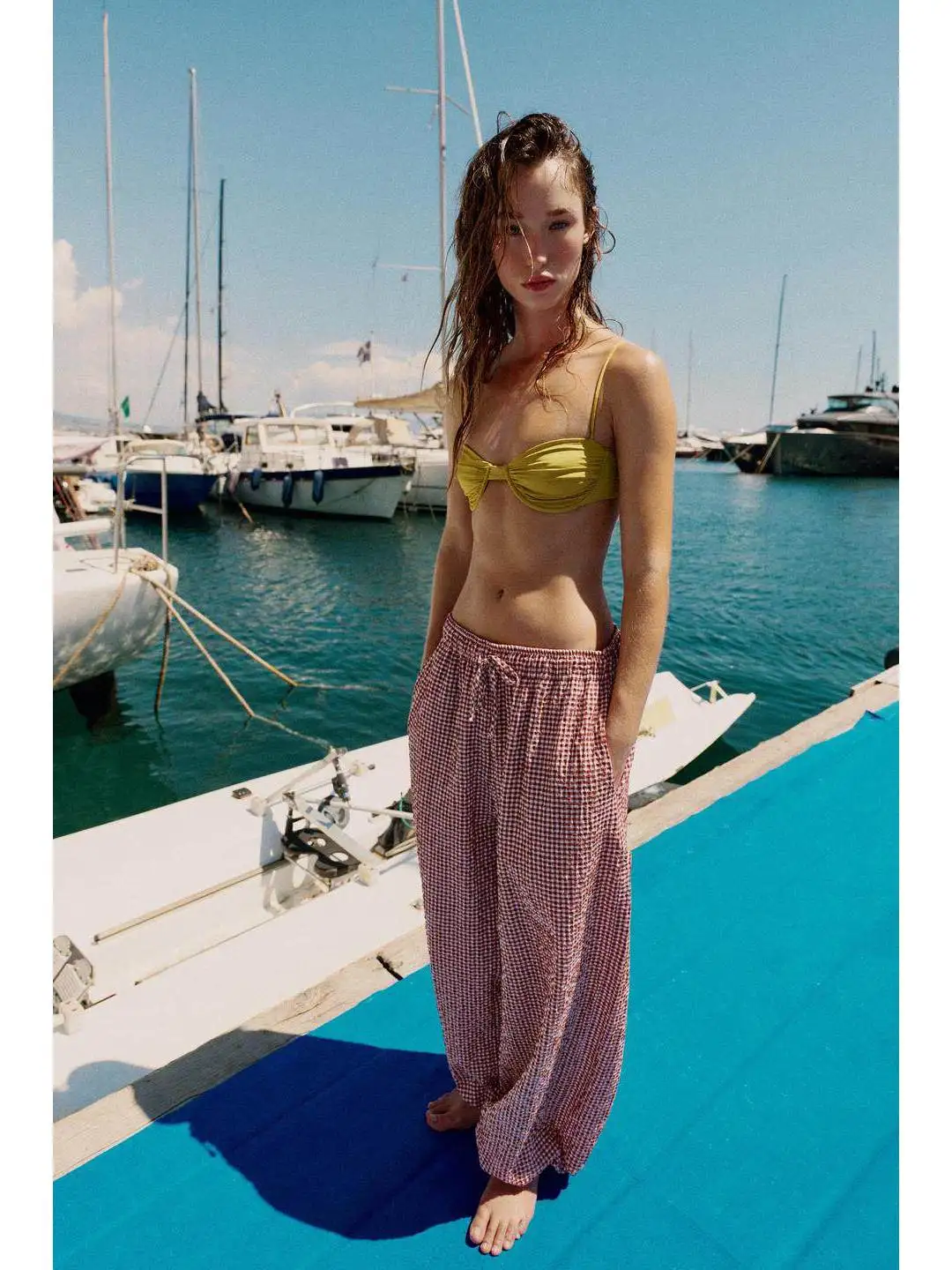 Pantalones de Verano Ajustables con Cinturón Elástico, Estilo Nuevo, Cuadros VICHY, Pantalones Casuales para Mujer, Cómodos, de Fibra de Poliéster