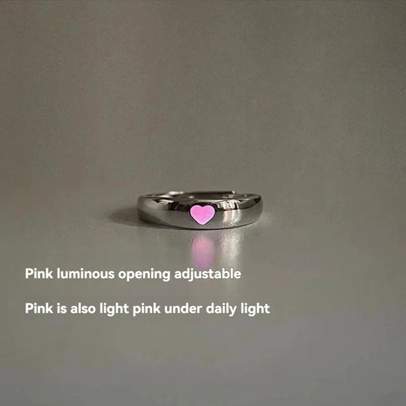 Luminous Love Heart Finger Ring Glow In Dark Fashion Adjustable Couples Rings Color Pink Blue Jewelry Lover Gift