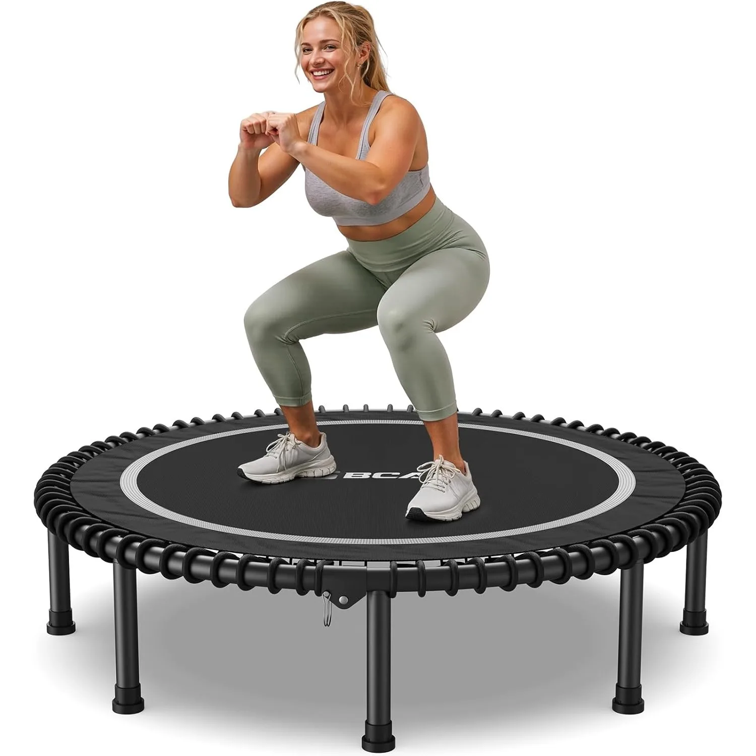 

Складной мини-батут BCAN 550LBS, 48 дюймов, для фитнеса взрослых, с прочными эластичными лентами, устойчивый и бесшумный тренажер-ребаундер