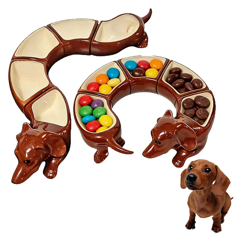Serving Tray With Dividers Dachshund Design 5 Section Storage Organizer Served Tray With Compartment Set For Home Kitchen Supply
