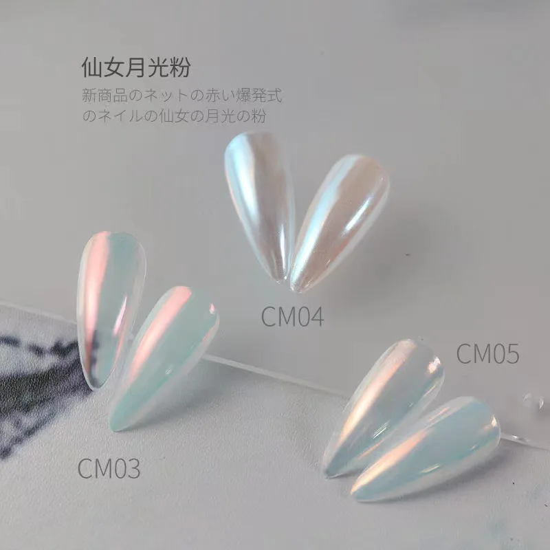 WHITE CHROME POWDER Pigment Pearl Nail Nail Art Crystal Dust Glazed Donut 1pc Nail Glitter Powder Pearl Shell Shimmer Powder